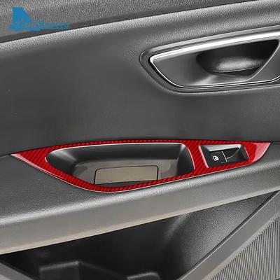 Настоящая мягкая карбоновая наклейка для Seat Leon 2013 2014 2015 2016 2017 2018 LHD RHD Рамка оконного подъёмника автомобиля Внутренняя панель