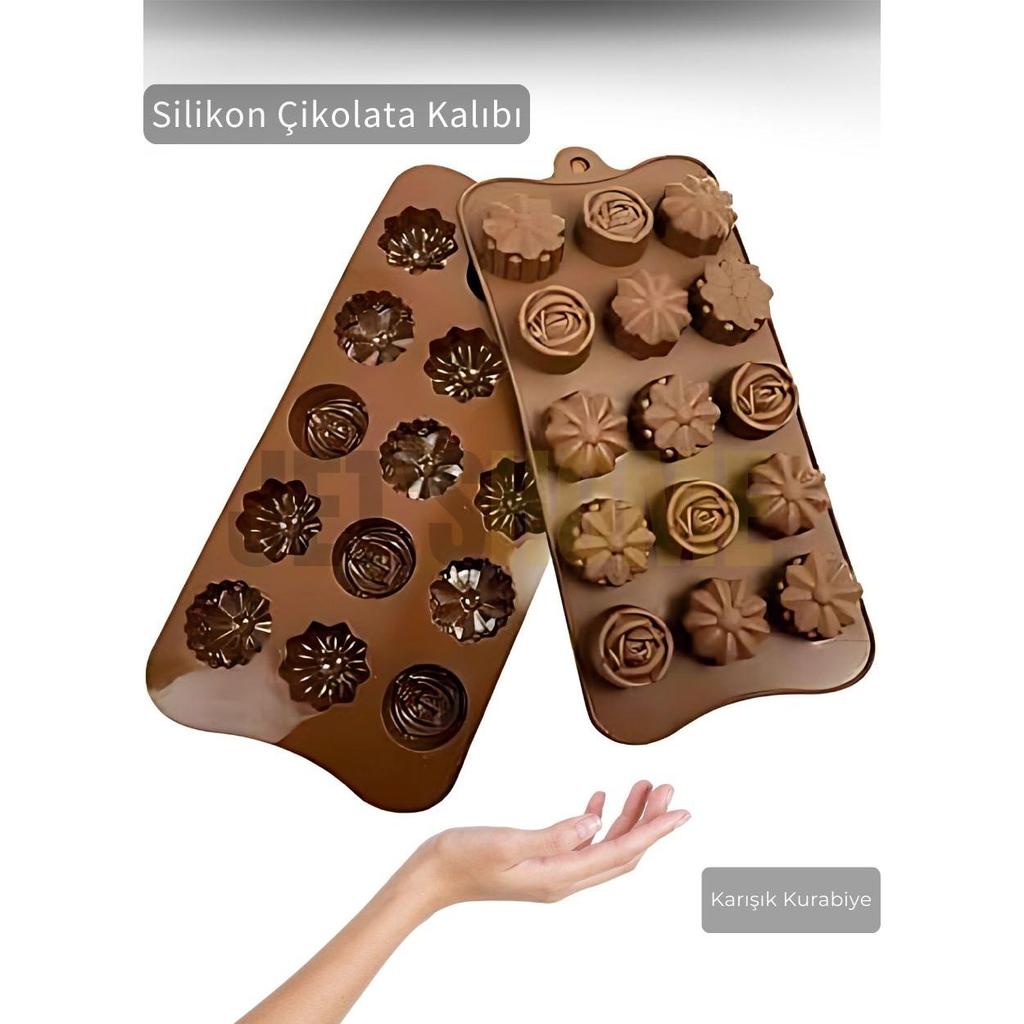 Karışık Kurabiye Desen Çikolata Kalıbı BPA FREE Buz Kalıbı Silikon Tatlı Kalıbı Yapışmaz Kalıp