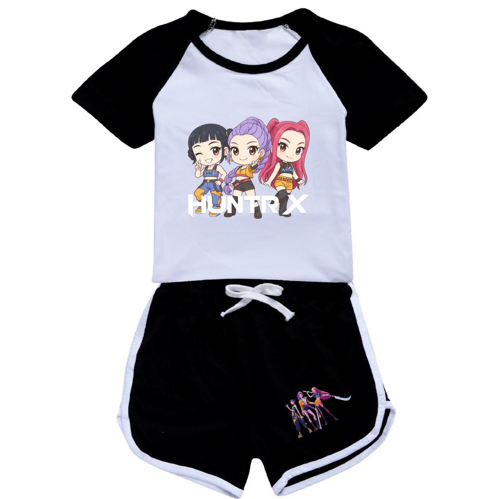 5015 Kids Girls POP Rumi Zoey Mira Print T-shirt Shorts Sport Tracksuit Clothes Set