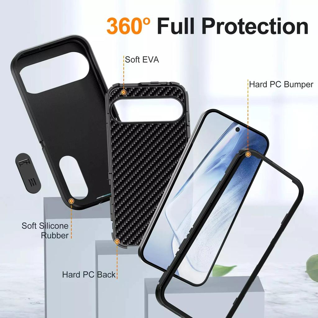 Прочный силиконовый чехол Heavy Armored для Google Pixel 9/9 Pro/9 Pro XL Heavy Duty Rugged Protective с подставкой, противоударный чехол