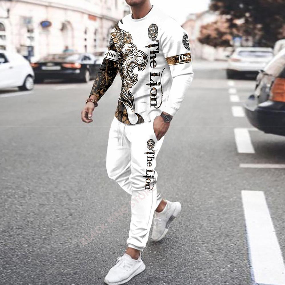 3D Print Men's 2 Piece Sets 2023 Casual Sportswear Trousers Suits Men Long Sleeve Autumn T-shirt Tracksuits Pant Leisure Outfits