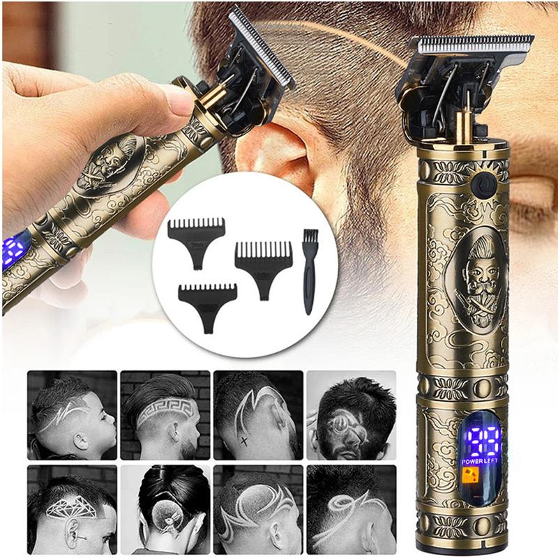 T9 USB перезаряжаемая машинка для стрижки волос с ЖК-дисплеем, электрическая машинка для стрижки волос, беспроводная бритва для мужчин, машинка для стрижки волос с коробкой