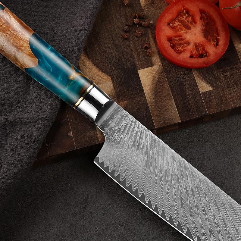 Ножи Сантоку из дамасской стали, резак для фруктов и овощей, кухонный нож, инструменты для приготовления пищи