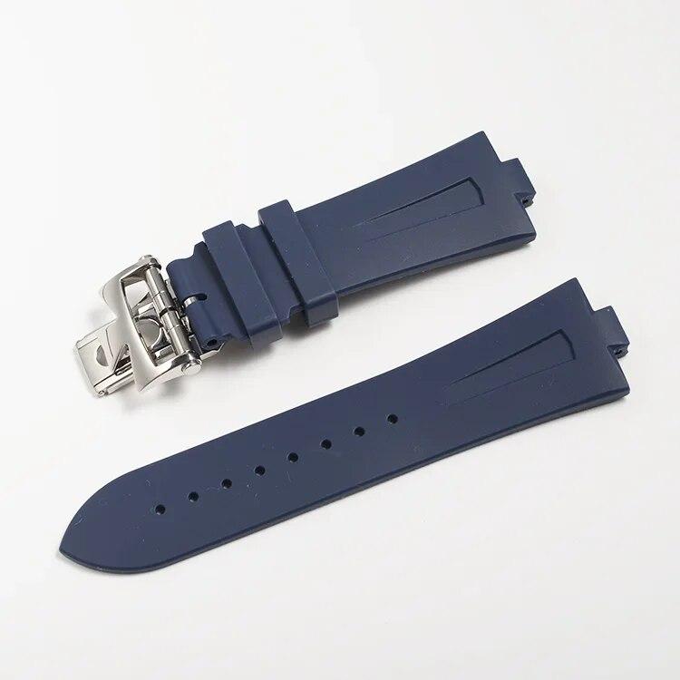 25mm Black Blue Soft Rubber Silicone Watch Band For Vacheron Constantin Strap VC Watchband Wristband Folding Buckle