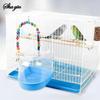 Plastic Bird Water Bath Box Bathtub Parrot For Parakeet Hanging Bowl