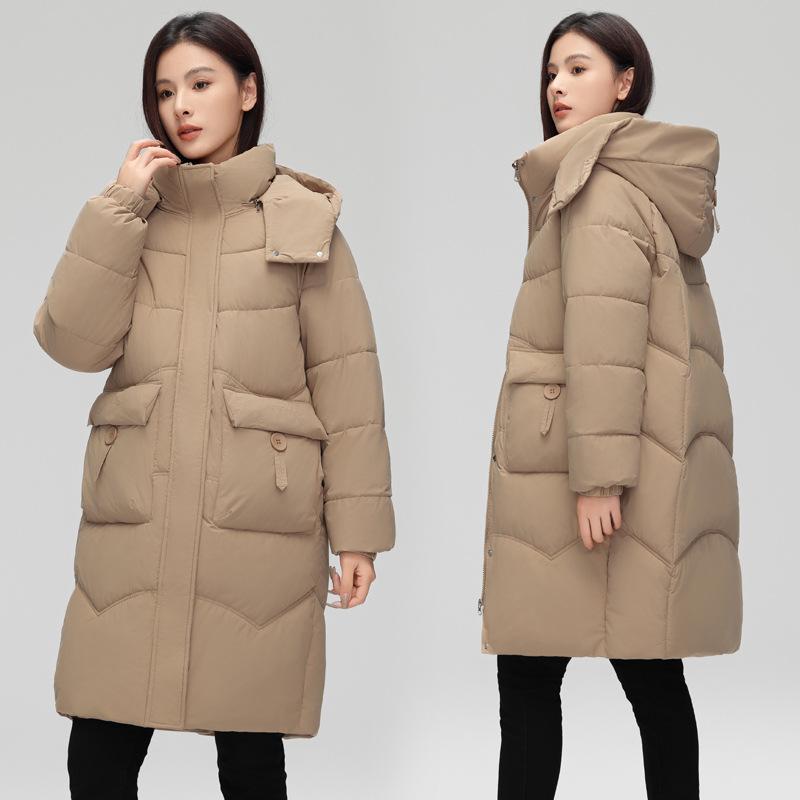 Down Cotton-padded Women's Medium and Long 2025 New Fashion Angola Red Thickened Winter Cotton-padded Women's Coat