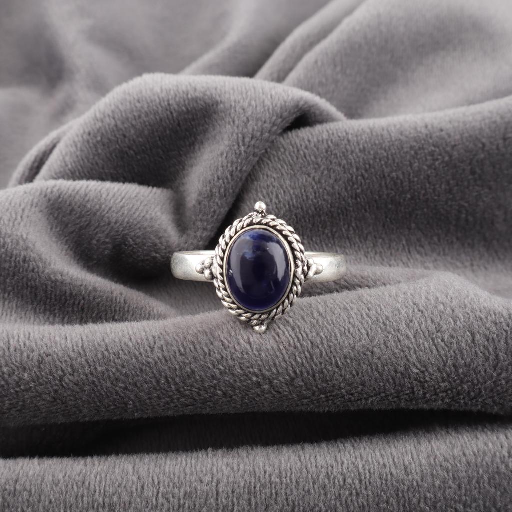 Кольцо с содалитом, Драгоценный камень 925 Проба Стерлинговое серебро Ювелирное кольцо, Украшения ручной работы Красивое кольцо, Подарок для нее