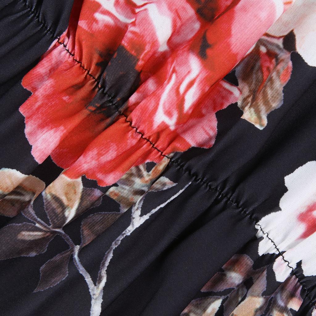 Женское сексуальное свободное повседневное платье с коротким рукавом и разрезом на одно плечо с цветочным принтом