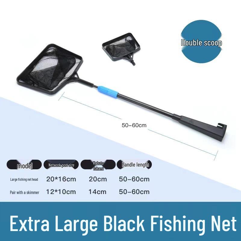 Telescopic Stainless Steel Fishing Net with Plastic Bag for Aquarium and Fish Tank.