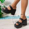 Женские тапочки на платформе, новая летняя модная обувь на танкетке с открытым носком для женщин, повседневные пляжные тапочки на толстой подошве, женские Zapatos