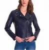 Blue Handmade Leather Women's Fashionable Jacket Lambskin Stylish Casual Wear Biker Soft