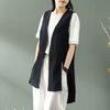 Womens Cotton Linen Vest V-neck Long Waistcoat Summer