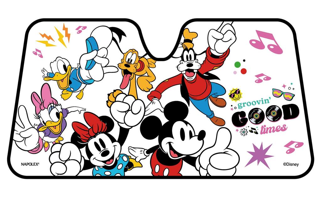 Napolex Car Sunshade for Front No Suction Cups Compatible with Standard Cars and Disney Mickey and Friends Use, Required, 1350x700mm, SUVs, Design,