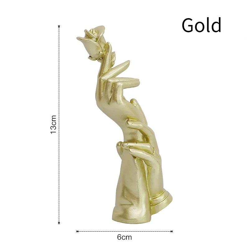 Украшение дома, скульптура из смолы, статуя, гостиная, винный шкаф, современная мода, ручные украшения в виде роз, золотые поделки, подарок
