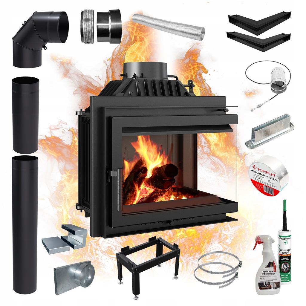 Right fireplace insert KRATKI SIMPLE 8kW closing set