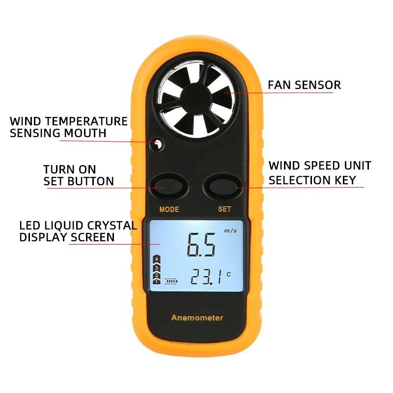 GM816 Цифровой анемометр 30 м/с. Карманный измеритель скорости ветра, ЖК-дисплей, мини-метр ветра, измерение скорости ветра, температуры, удержание данных