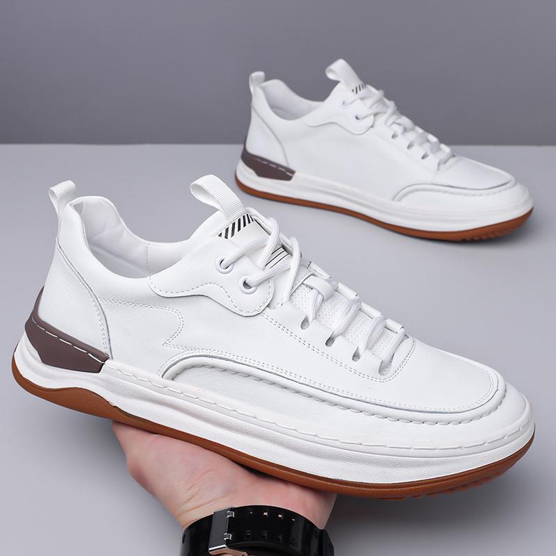 Fashion Non-Slip Basic Shoes for Men Outdoor Casual Leather Shoes British Style Male Treking Footwear Hot Sale Trainers Travel Sneakers