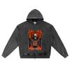DTG Print Knitted Denim Zip-Up Hoodie Betrayed(001) Brother Print Zipper Hoodies  