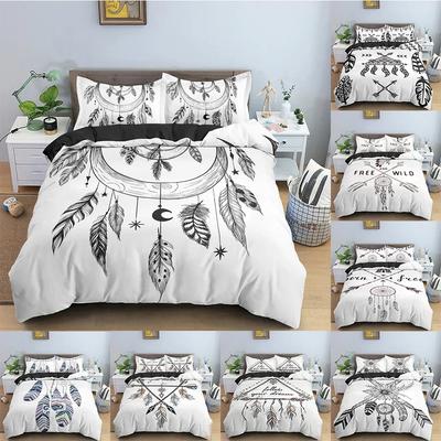 Комплект постельного белья Dreamcatcher с рисунком перьев, пододеяльник, покрывало, односпальное, двуспальное, с наволочкой