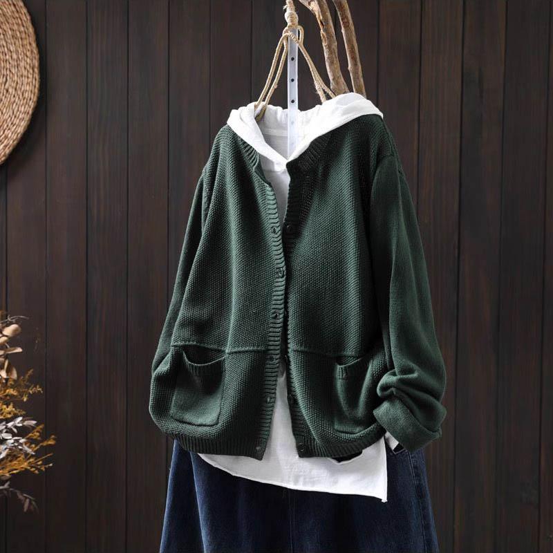 Sweaters Coat Cardigan for Women Large Size Vintage Loose Long Sleeve Knit Cardigan Sweaters Jacket