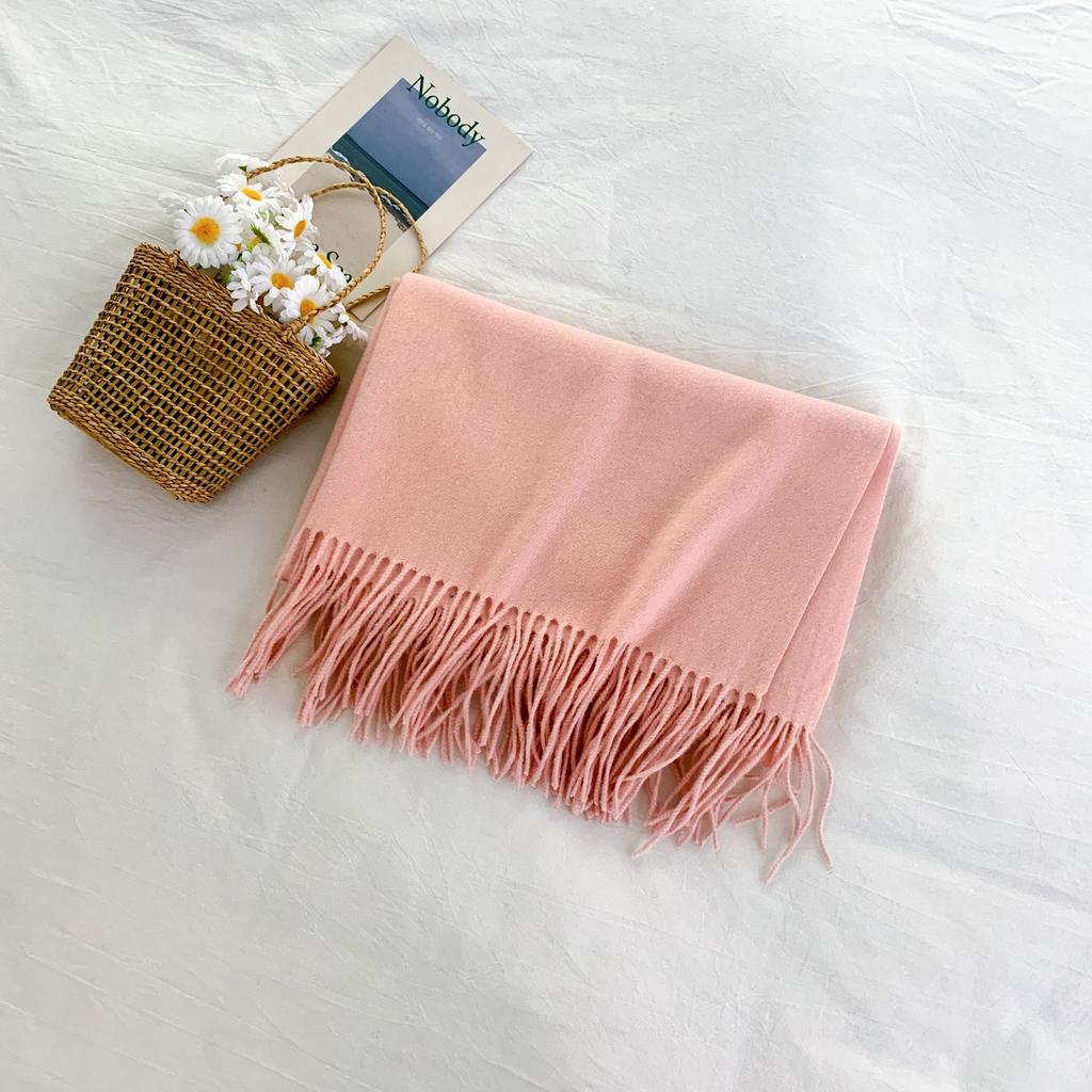 Cashmere Hand Feel Autumn And Winter Solid Color Scarf Women'S Thick Tassel Simple And Versatile Soft And Warm Imitation Cashmere Shawl