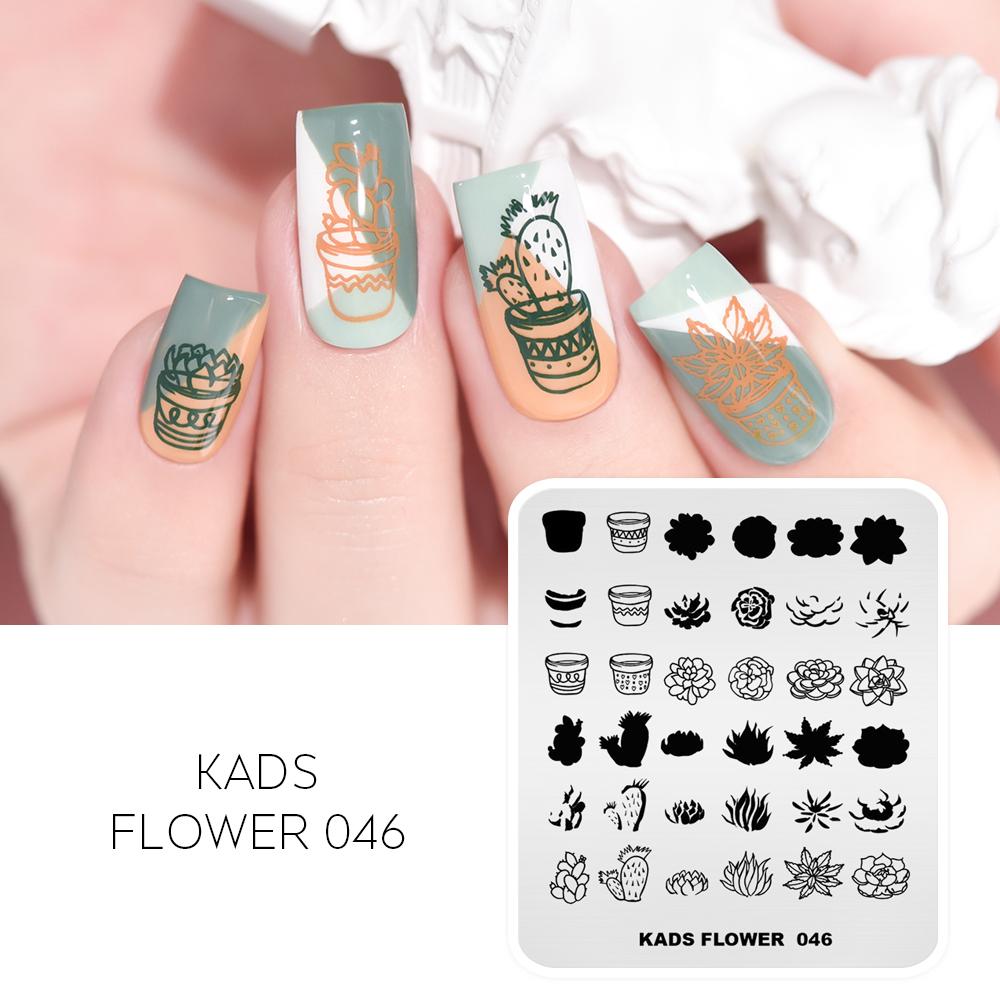 kads Flower 046 Нейл-арт штамп шаблон суккулентные растения шаблон пластина для маникюра ногтей