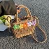 Hot Selling New Straw Woven Women Bag Summer Flower Fashion Woven Bag Handbag Paper Rope Hollow Casual Shoulder Bag