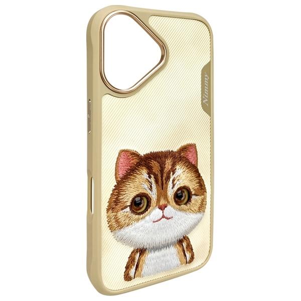 Etui do iPhone 16 Nimmy Big Eyed Pet Cat Khaki