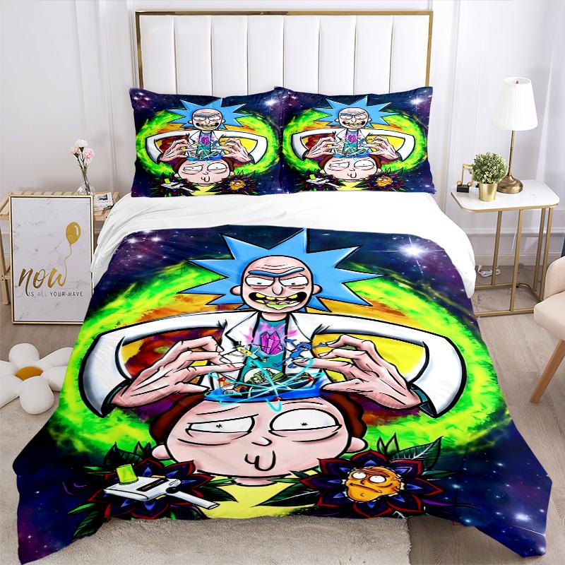 Rick Morty Adventure Print 3Pcs Bedding Setduvet Cover With 2 Bedropillowcase Home Birthday Gift