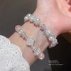 Браслет-сердце из жемчужных и хрустальных бусин на эластичной основе для женщин Подарок