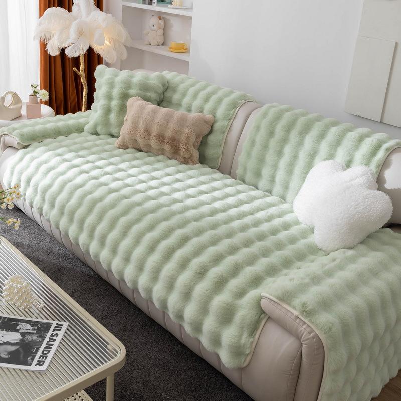 Rabbit Plush Cushion Solid Color Plush Sofa Cushion New Style Thickened Massage Non-slip Imitation Rabbit Fur Sofa Cushion