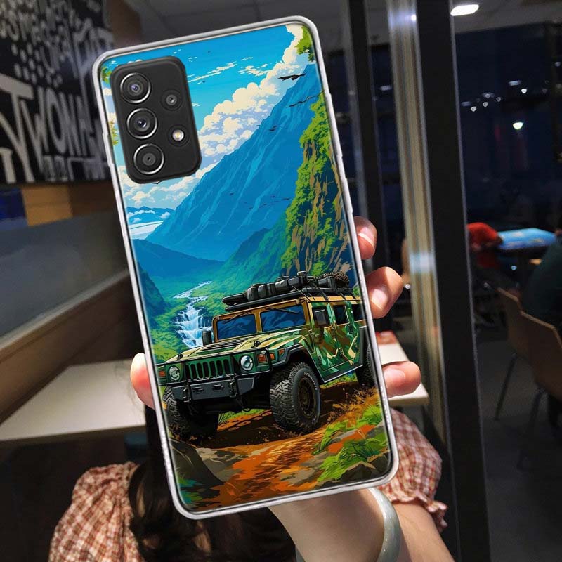 Off Road Vehicle Tourism Scenery Phone Case for Samsung A54 A57 A37 A17 A14 A15 A12 A24 A34 A55 A35 A25 A52S A07 A05S A04S A22 A