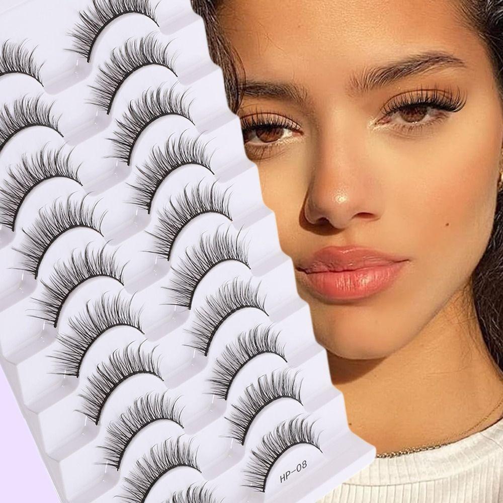 10 Pairs Natural Long False Eyelashes Fluffy Manga Lashes Fake Lashes  Eye Makeup Tool