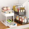 Kitchen Desktop Storage Rack Simple Double-deck Pull Out Type Storage Rack Save Space Household High-capacity Cabinet Organizer