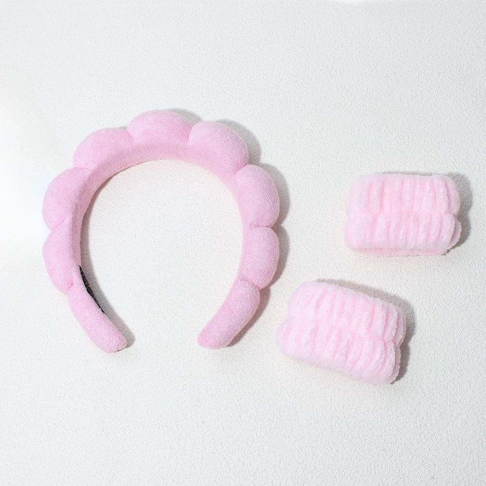 3PCS Stylish Washing Headband Set Wristbands Scrunchies Spa Bubble Headband for Washing Face Makeup Shower Skincare