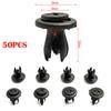 50 шт., диаметр 6 мм, черный, автомобильный бампер, дверная панель, подкрылок, зажимы, фиксатор, пластиковые автомобильные крепежи, заклепки, зажимы, автомобильные аксессуары