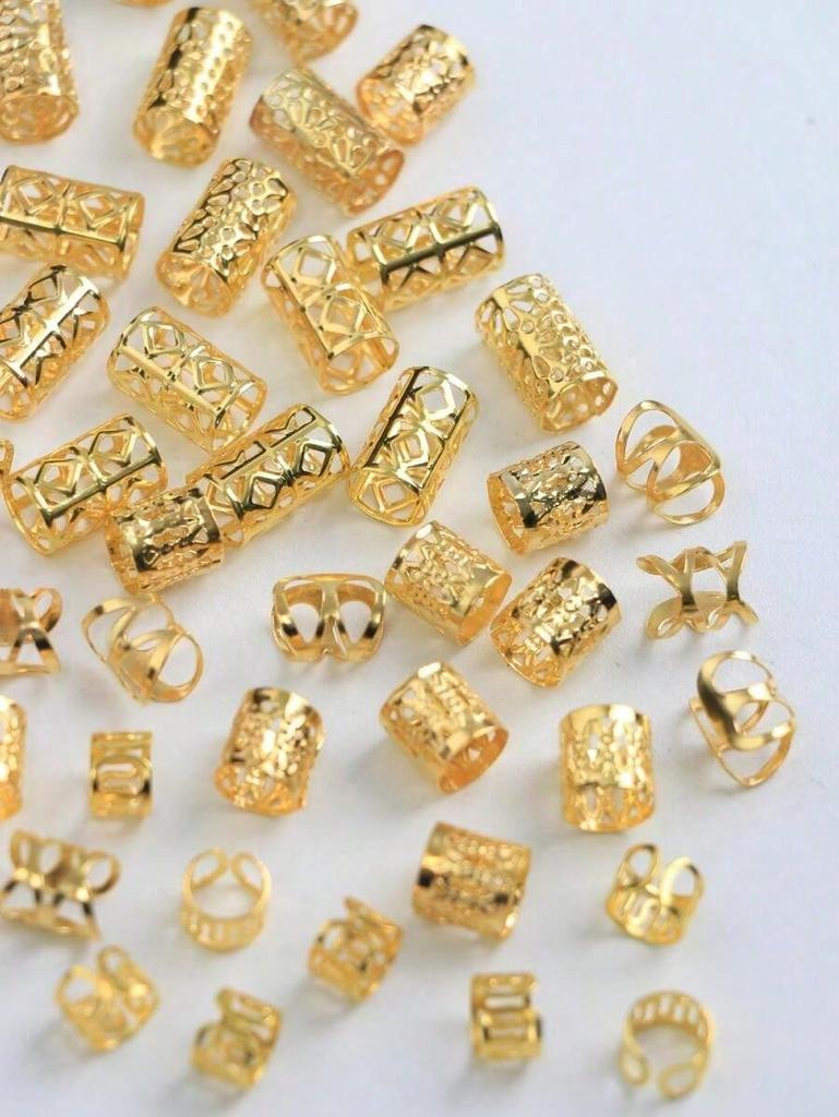 50 шт. Золотые бусины для дредов, Уникальные аксессуары для волос в стиле Hop Street Party, Зажимы для волос, Декор для волос на Хэллоуин
