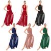Women's Sleeveless Mesh Side Split Lyrical Dance Costume Modern Dancewear Maxi Long Dress