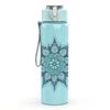 1PC Blue Snowflake Mandala Design 750ml Color Plastic Sports Water Bottle Leakproof Flip Straw Lid Suitable for Sports Office Home Use