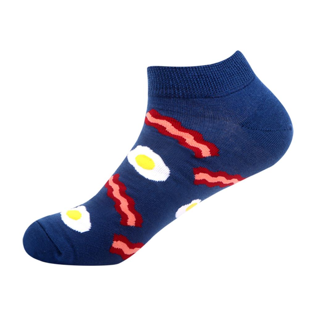 Men's Quality Business Ankle Socks Casual Novelty Graffiti Food Geometric Lattice Colorful Summer Happy Combed Cotton Short Sock