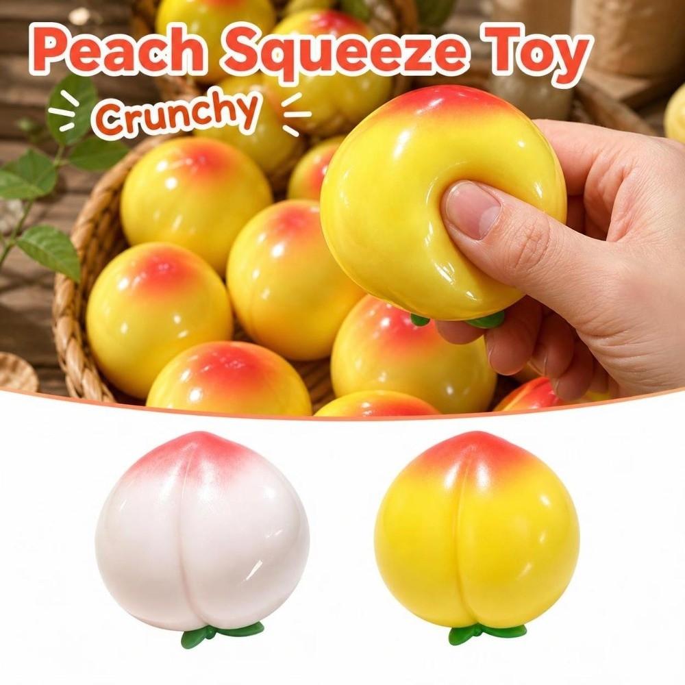 Crunchy Peach Squeeze Toy Moldable Realistic Fruits Pinch Office Desk Toy