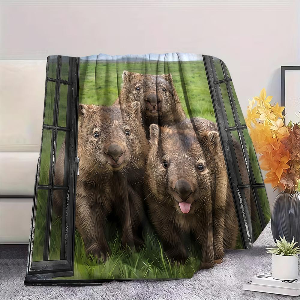 Window animals Print Flannel Blanket,High quality Comfortable for All Seasons,Home Decor,Warmth and Comfort,Perfect for Christmas Gifts