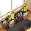 Sink Drain Rack with Hanging Rod Chopstick Holder Rust-Resistant Simple Installation Kitchen Countertop Organizer with Removable Tray