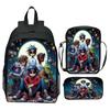 Gorillaz UK Virtual Band Printed Cartoon Backpack 3-Piece Set School Bag Lightweight Large Capacity