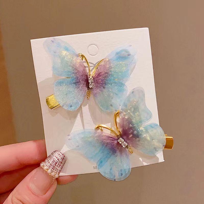 2 шт., красочные заколки-бабочки, заколки для женщин, милые заколки для волос для девочек, украшение для волос, Радужный головной убор, модные аксессуары для волос