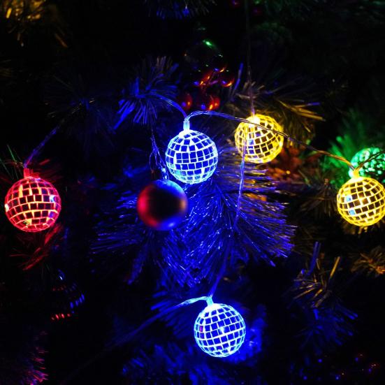 Светодиодный диско-шар, гирлянда, елочные украшения, работающие от батареек, зеркальные светодиодные шары, вечеринка