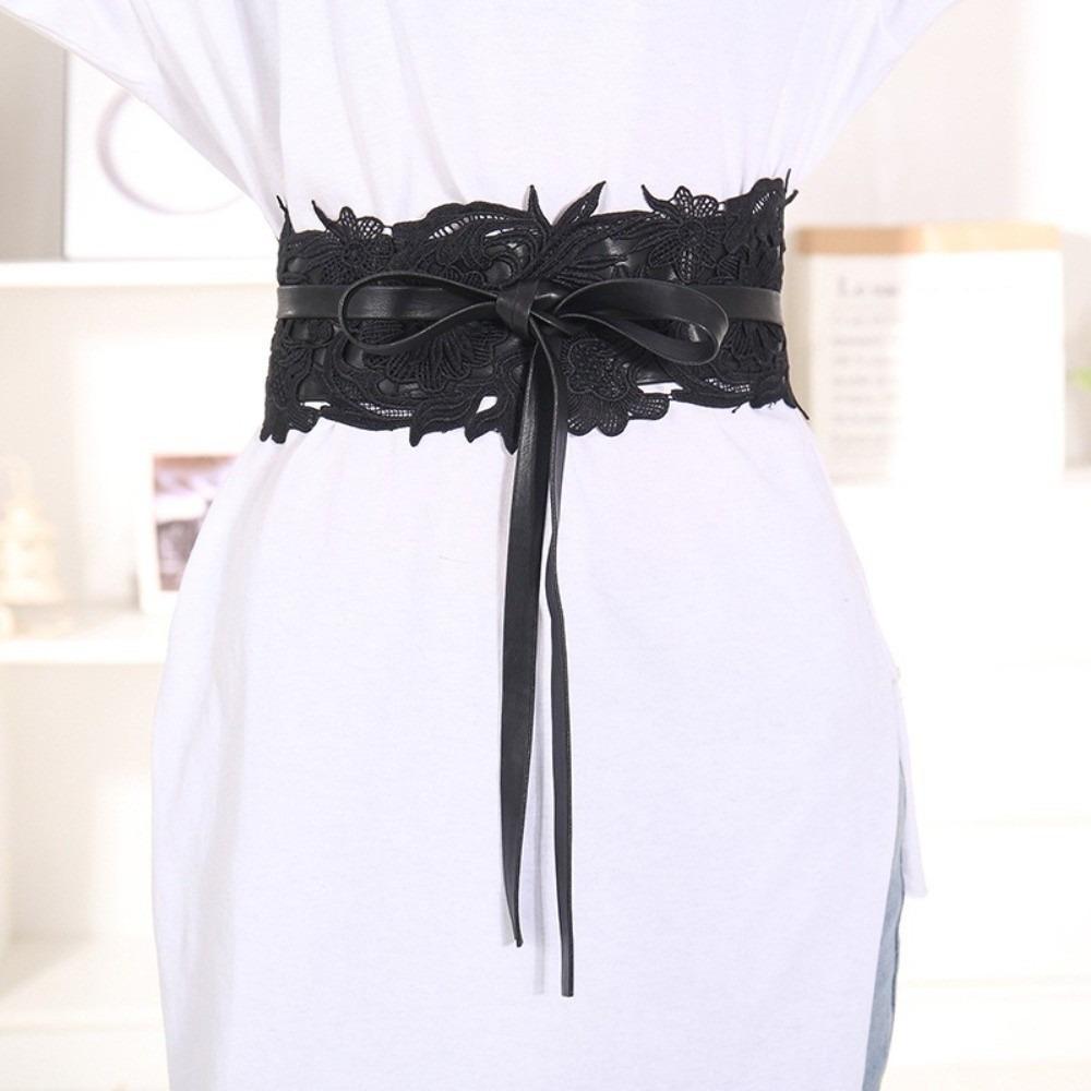 Wide Lace Girdle Soft Obi Belt Boho Style Lace Belt for Dresses