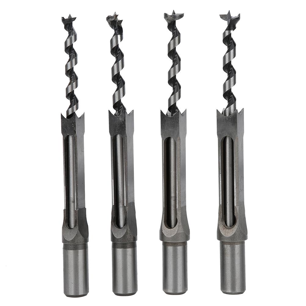 4pcs Set 12.7‑16mm Woodworking Square Hole Drill Bits Bearing Steel Square Hole Drill Bits