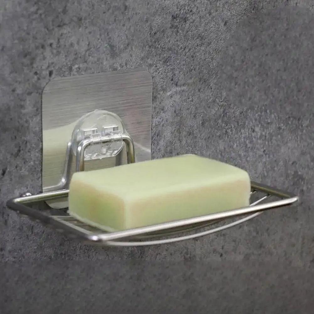 1PC Stainless Steel Bathroom Soap Holder No-Drill Wall-Mounted Design, Single Layer Drainage Design, Simple And Practical Bathroom Shelf