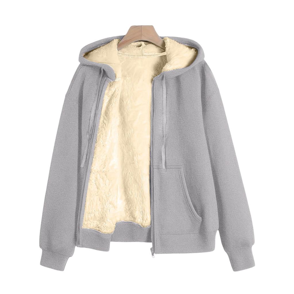 Fashionable Women's Winter Plush Hooded Sweatshirt Jacket Women's Tops